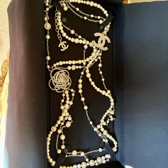 Authentic Long Chanel Pearl Necklace - Picture 1 of 9